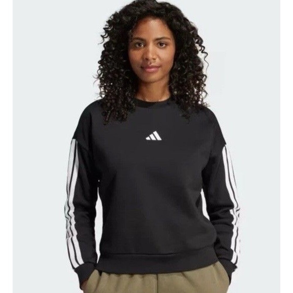 NEW Adidas Sweatshirt Women's size S Black French Terry Crew Pullover Loose Fit